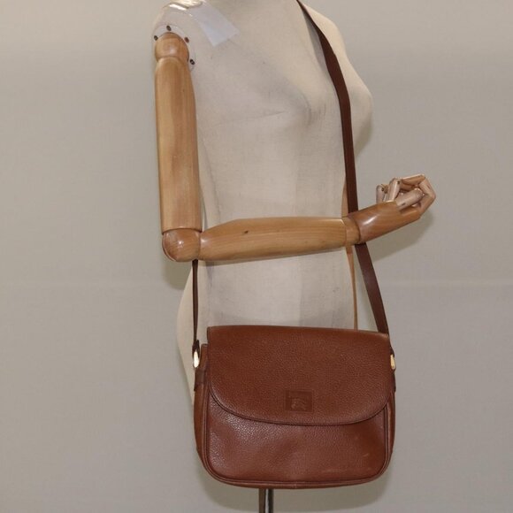 Burberrys Shoulder Bag Leather Brown gold Auth hk2088 - Picture 14 of 16